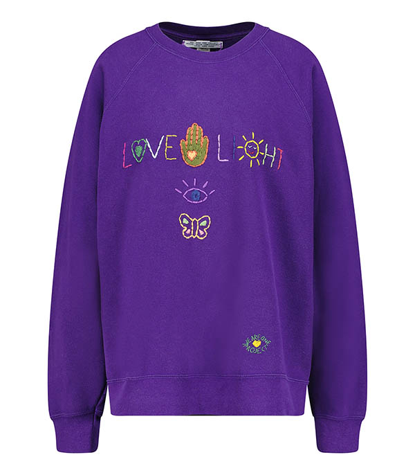 Vintage embroidered sweatshirt Love Light Violet We Are One Project - Size L