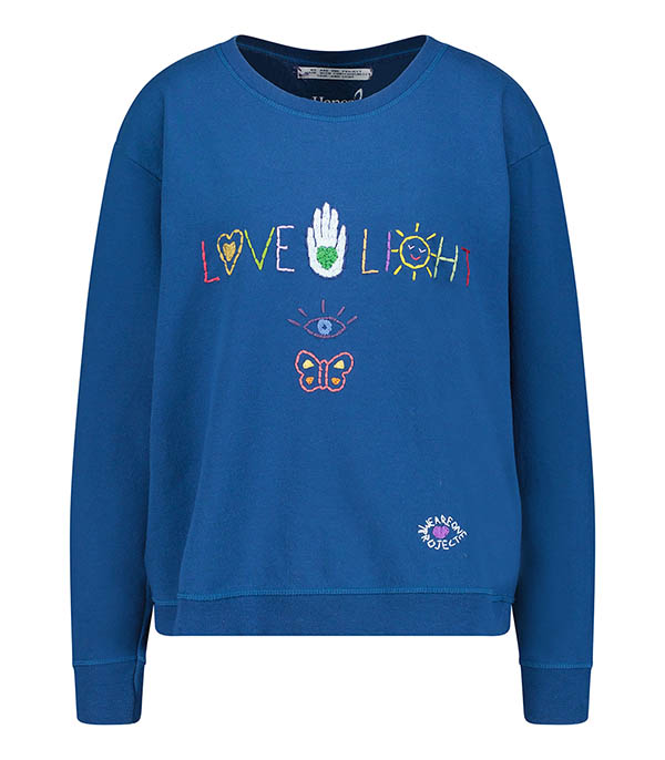 Vintage embroidered sweatshirt Love Light Navy Blue We Are One Project