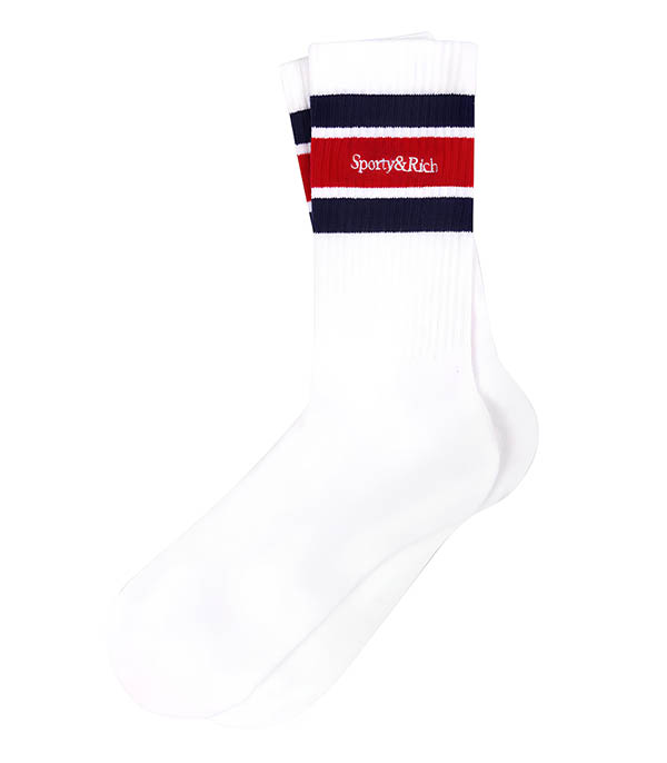 Chaussettes Serif Logo striped White/Navy Sporty & Rich