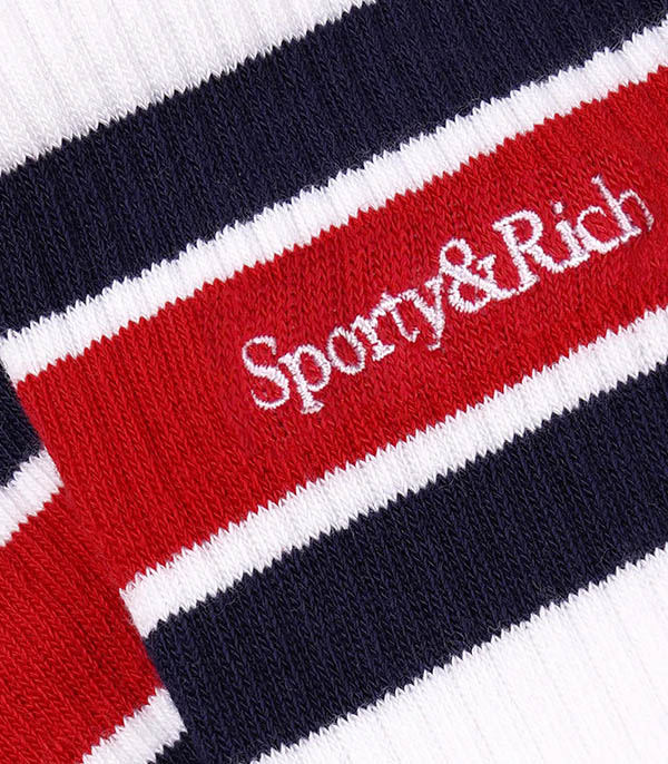 Chaussettes Serif Logo striped White/Navy Sporty & Rich