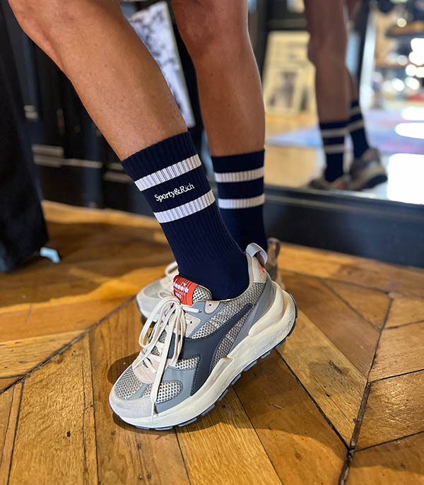 Chaussettes Serif Logo striped Navy Sporty & Rich