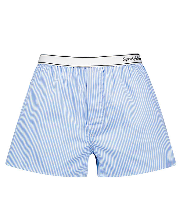 Short Serif Logo Boxer Sky Blue/Off White Sporty & Rich