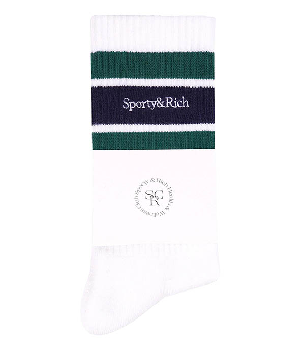 Chaussettes Serif Logo striped White/Alpine Sporty & Rich