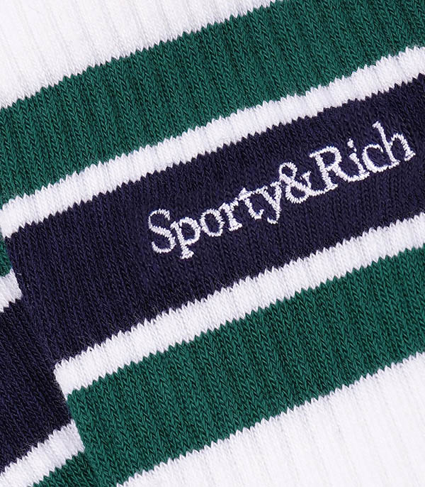 Chaussettes Serif Logo striped White/Alpine Sporty & Rich