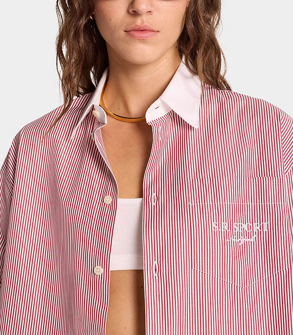 S.R. Sport Oversized White Red Stripe Sporty & Rich Shirt