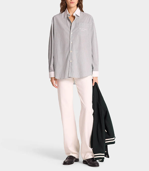 S.R. Sport Oversized White Forest Stripe Sporty & Rich Shirt