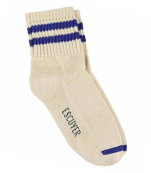Ankle Socks Ecru/ Bright Blue Escuyer - Size 36/41