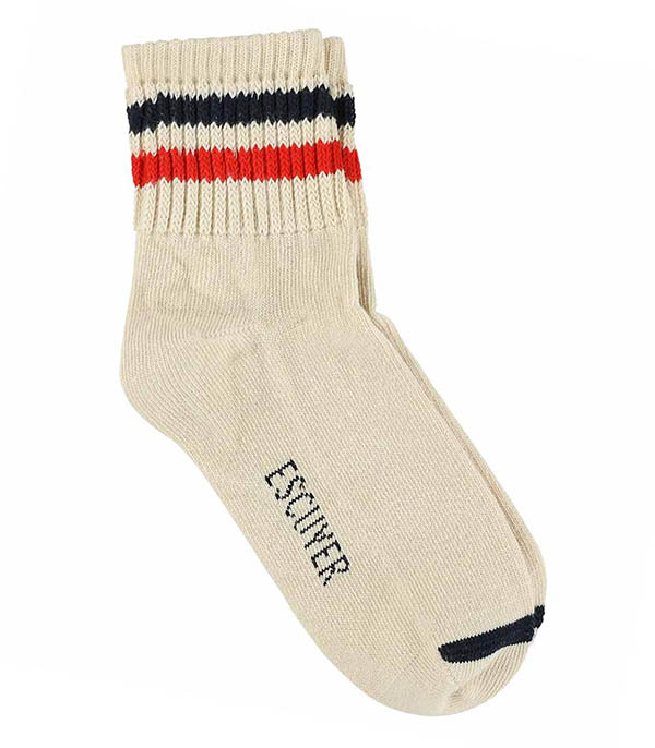 Ankle Socks Ecru/ Blue/Orange Escuyer