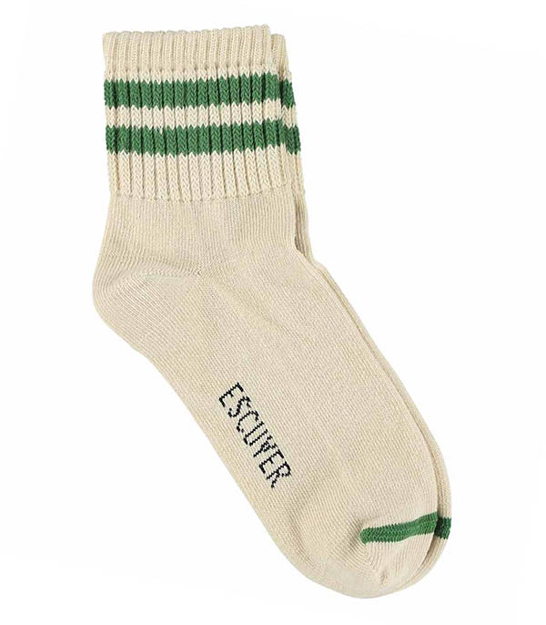 Ankle Socks Ecru Green Escuyer
