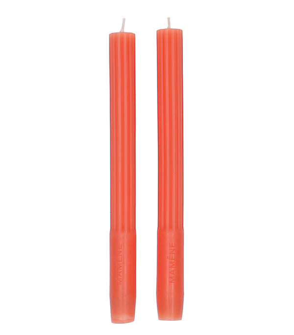 Lot de 2 Chandelles Orange Corail Mamène Paris