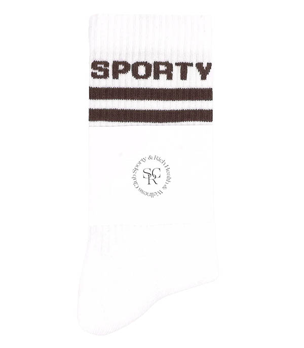 Bold Logo White/Chocolate Sporty & Rich Socks