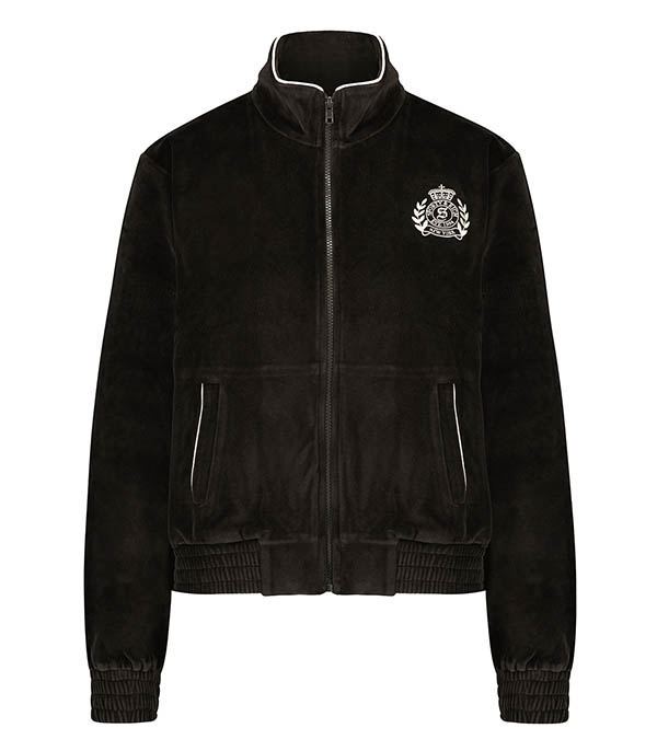 NY Crest Chocolate/Cream Sporty & Rich velour tracksuit jacket