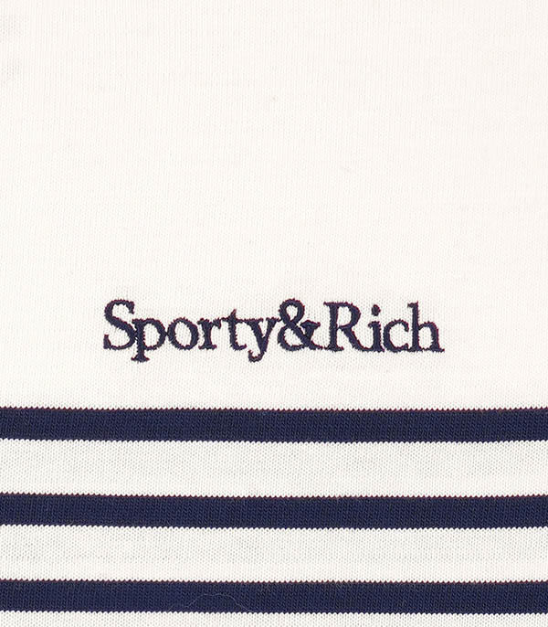 Cropped Serif Logo Marinière Off White Sporty & Rich Sweater