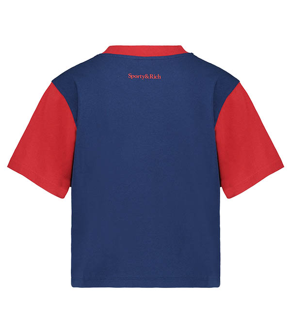 T-shirt Cropped Wellness Club Color Block Navy / Crimson Sporty & Rich