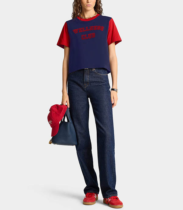 T-shirt Cropped Wellness Club Color Block Navy / Crimson Sporty & Rich