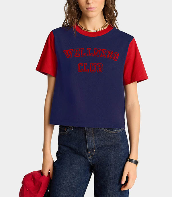 T-shirt Cropped Wellness Club Color Block Navy / Crimson Sporty & Rich