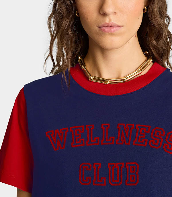 T-shirt Cropped Wellness Club Color Block Navy / Crimson Sporty & Rich