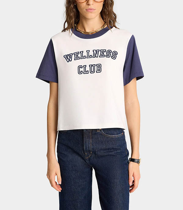 T-shirt Cropped Wellness Club Color Block White / Navy Sporty & Rich