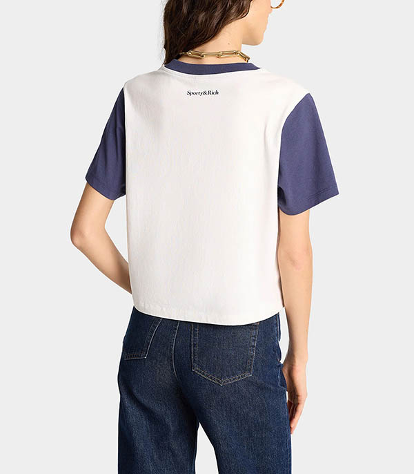 T-shirt Cropped Wellness Club Color Block White / Navy Sporty & Rich