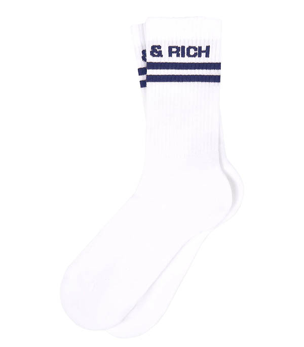 Chaussettes Bold Logo White/Navy Sporty & Rich - Taille Taille unique