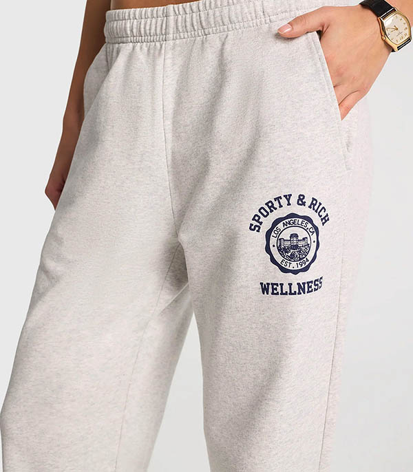 Jogging Emblem Straight Leg Heather Grey / Navy Sporty & Rich