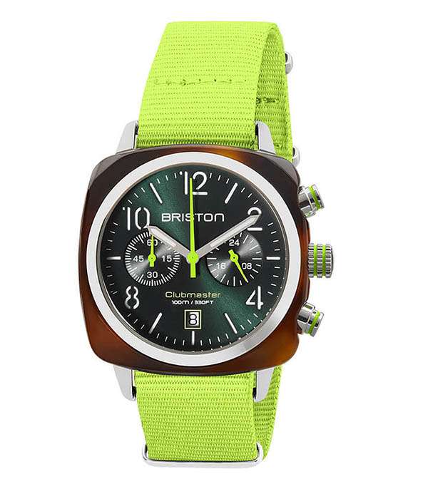 Clubmaster Chrono acetate watch - English green sunray dial Briston