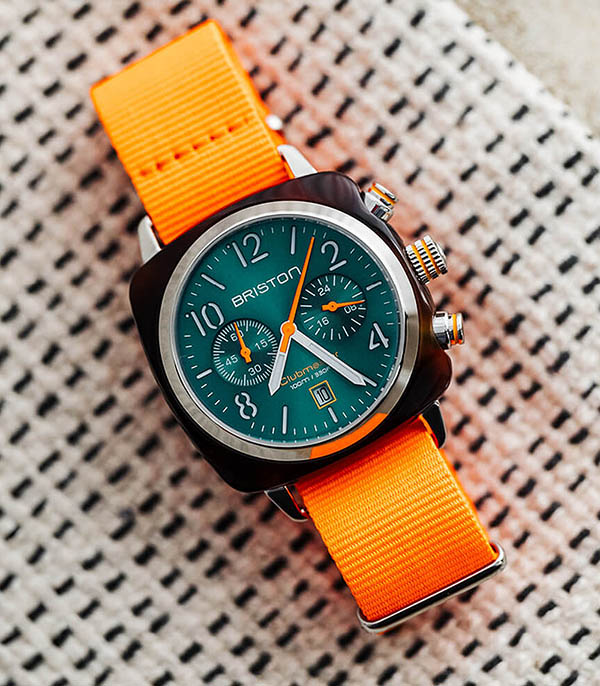 Montre Clubmaster Chrono acétate - cadran vert émeraude soleillé Briston