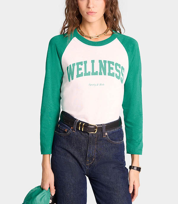 Baseball Wellness Ivy White/Spring Green Sporty & Rich T-shirt