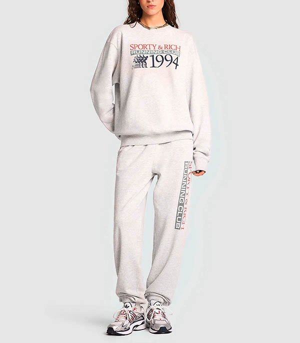 Finish Line Heather Grey Sporty & Rich round-neck sweatshirt