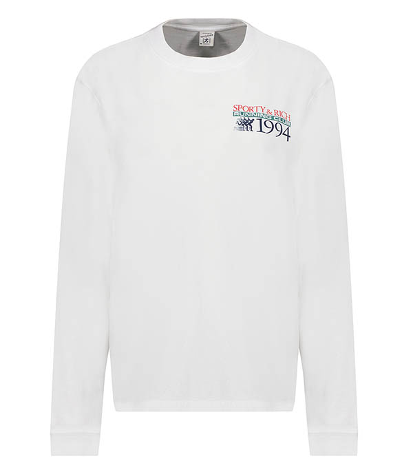 Finish Line White Sporty & Rich long-sleeve T-shirt