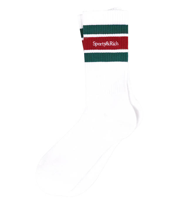 Chaussettes Serif Logo Striped Green/Red Sporty & Rich - Taille Taille unique