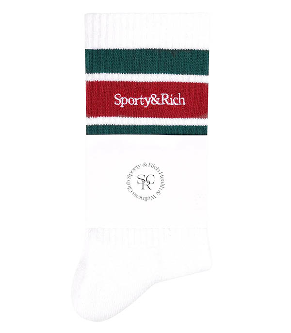 Serif Logo Striped Green/Red Sporty & Rich Socks