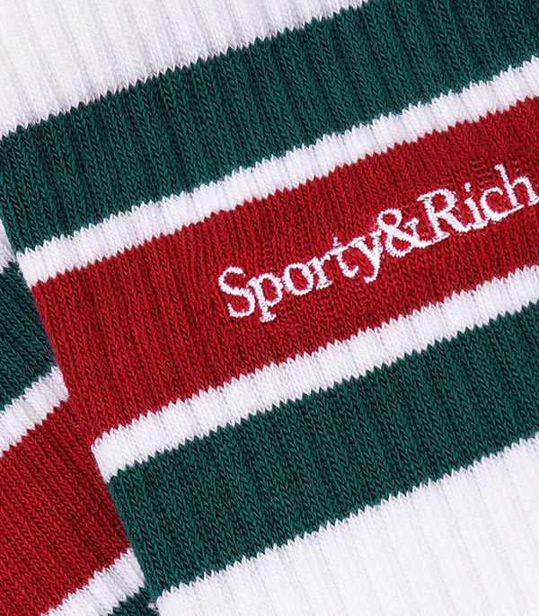 Serif Logo Striped Green/Red Sporty & Rich Socks