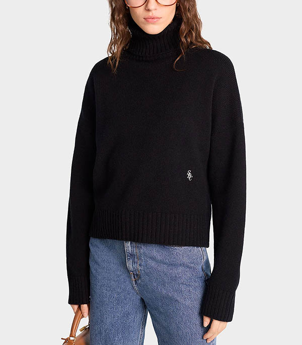 SRC Cropped Black wool turtleneck sweater Sporty & Rich