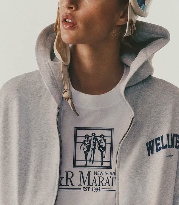 Hoodie Wellness Ivy Cropped Heather Gray/Navy Sporty & Rich