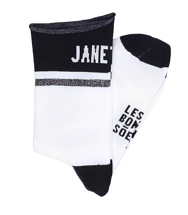 Socks Janette Black/Ecru LES BONNES SOEURS - One Size Only