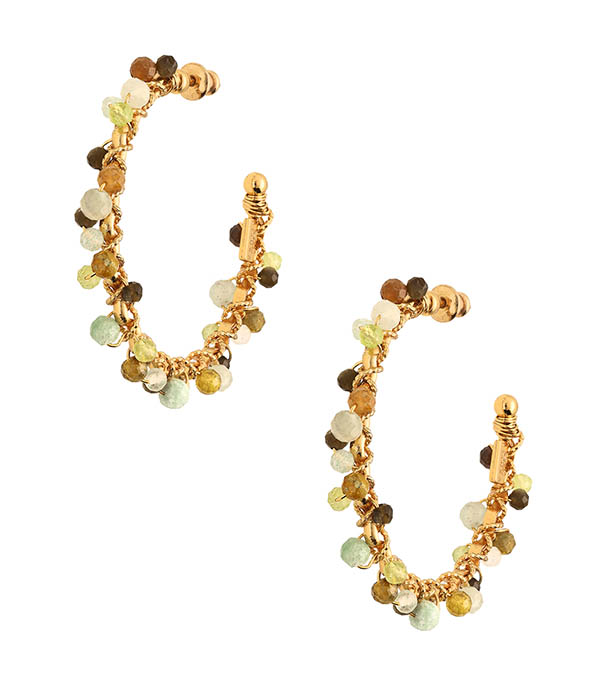 Gold/Green Orpheus Creole Earrings Gas Bijoux