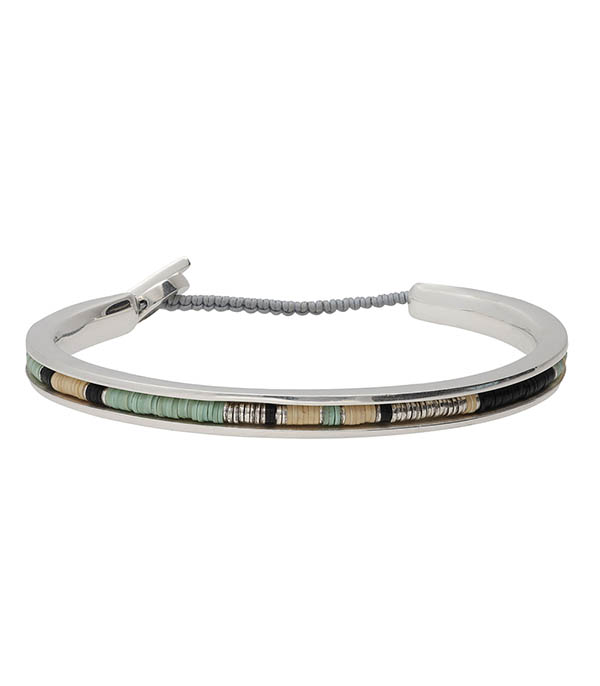 Men's Square Cuff Bracelet in Silver Mint Green M.Cohen by Maor