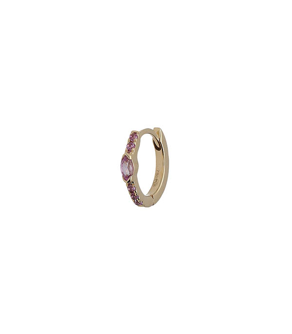 Half-paved gold earring with pink sapphire marquise And... Paris
