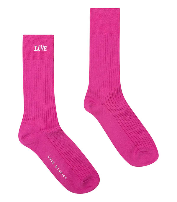 Rib Socks Pink Love Stories