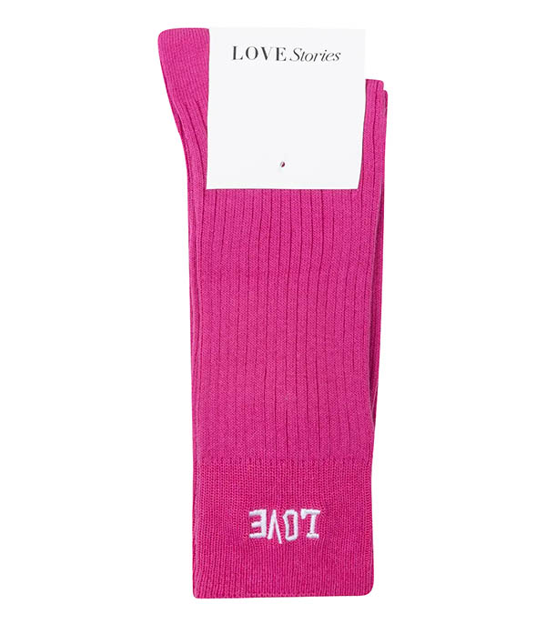 Rib Socks Pink Love Stories