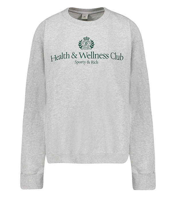 H&W Crest Crewneck Sweatshirt Heather Grey/Alpine Sporty & Rich