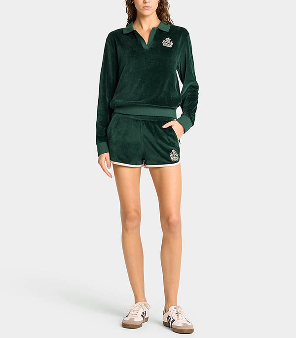 NY Crest Velour Forest/Cream Sporty & Rich shorts