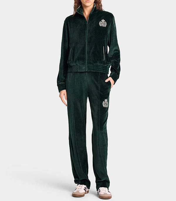 NY Crest Velour Forest/Cream Sporty & Rich tracksuit jacket