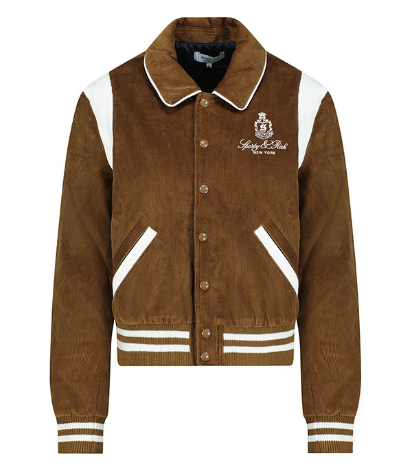 Vendome Corduroy Varsity Jacket Tabacco/White Sporty & Rich