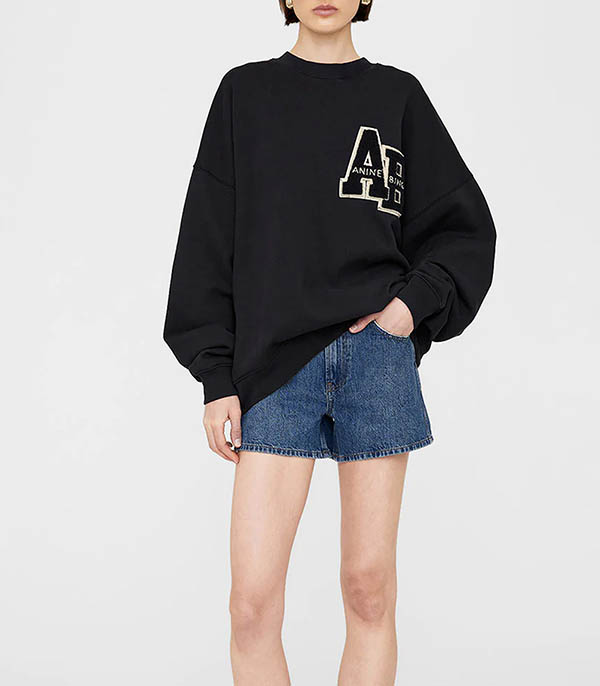 Miles Oversized Letterman Black sweatshirt Anine Bing