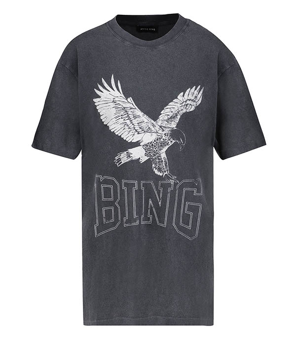 Lili Retro Eagle Washed Black T-shirt Anine Bing