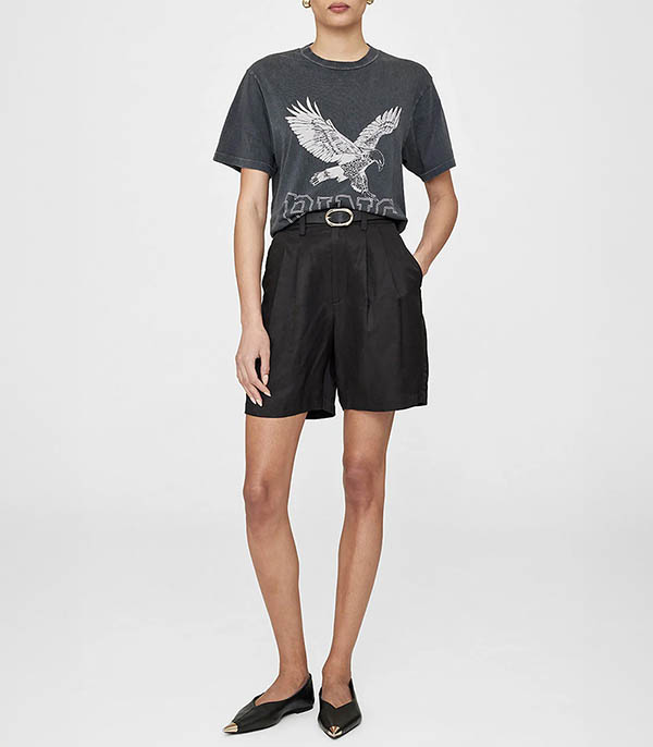 Lili Retro Eagle Washed Black T-shirt Anine Bing