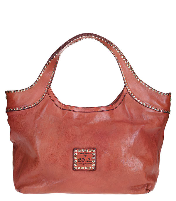 Camel Leather Tote with Vintage Campomaggi Studs