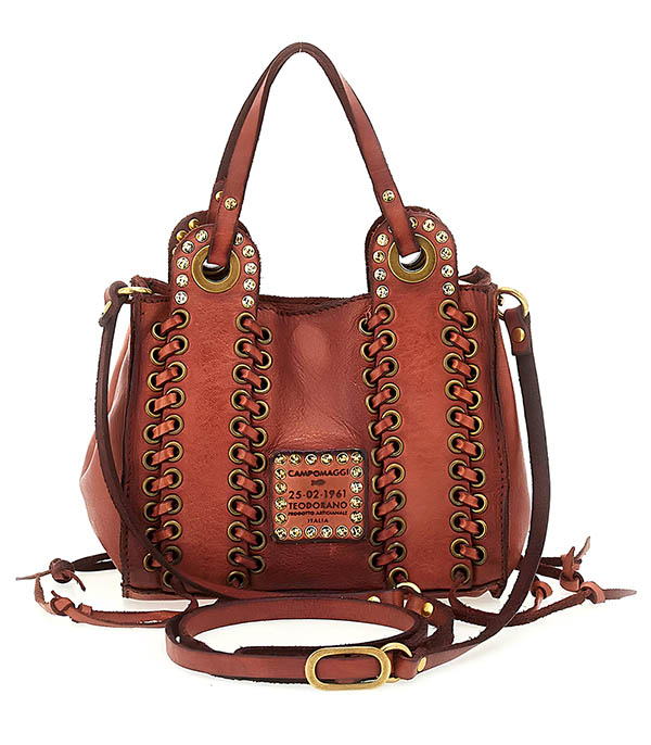 Dalia Rust Braided Leather Shoulder Bag Campomaggi